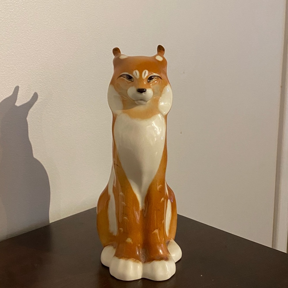 Soviet Vintage made in USSR Lomonosov wild cat porcelain figure